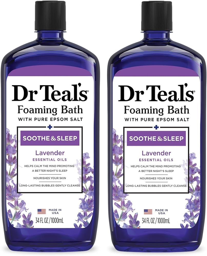 Dr Teal's Foaming Bath with Pure Epsom Salt, Soothe & Sleep with Lavender, 34 fl oz (Pack of 2) | Amazon (US)