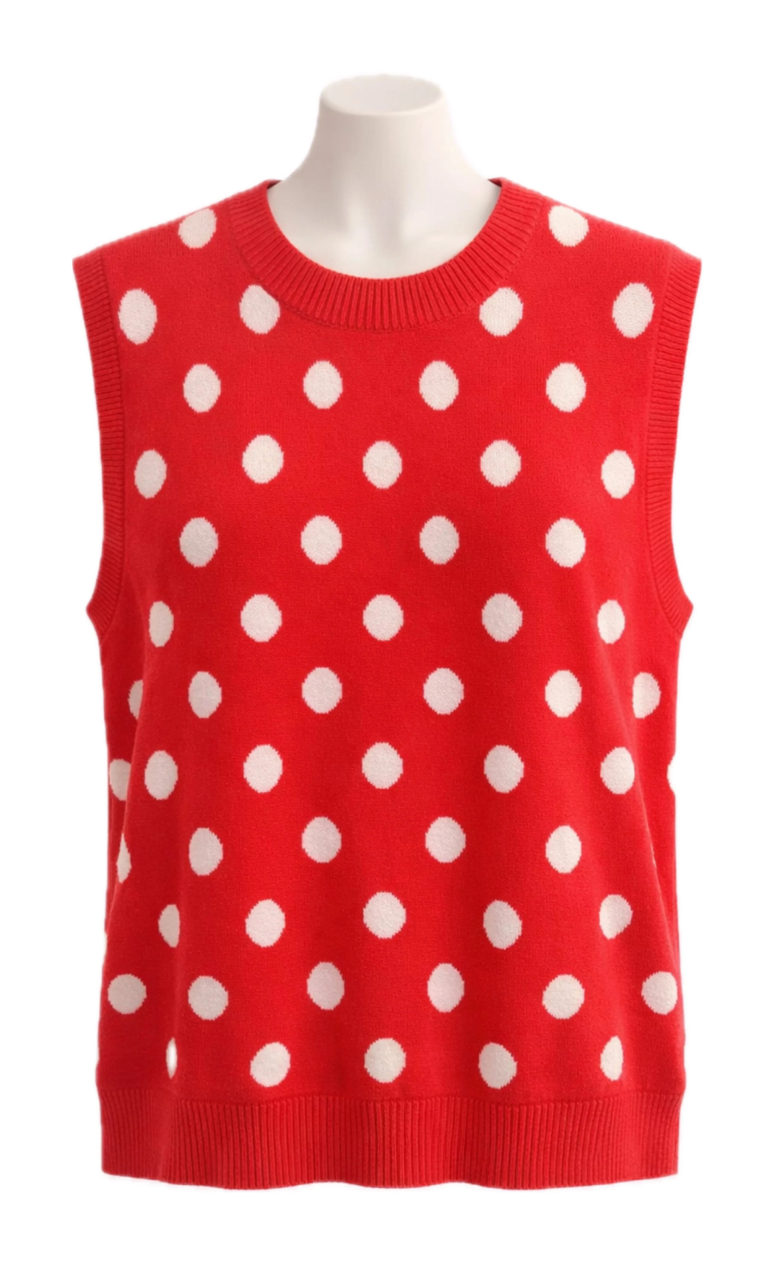 Red Polka Dot Sleeveless Sweater | MeMe's