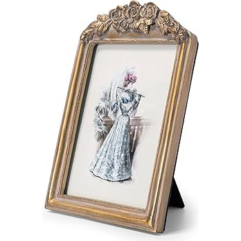 Vintage 5x7 Picture Frame with Flower Antique Ornate Table Top and Wall Mounting Photo Frame with... | Amazon (US)