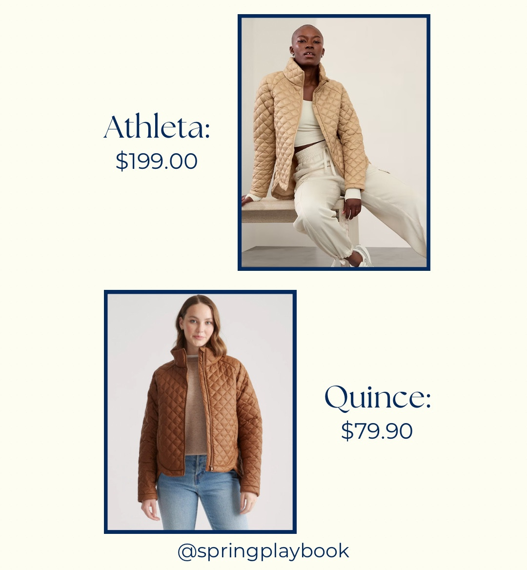 The Quilted Jacket is back for 2024! Last year’s most popular Athleta Whisper Featherless Puffer is now available in a neutral tan. Quince still has their look for less option. 

Swipe to see Quince compared to #HOCtan

Both coats look great for Springs & Autumns!

#createdcolorful #createdcolorfulspring #hocspring #tcispring #pcaspring #lightspring #warmspring #truespring #brightspring #clearspring #paintboxspring #bluespring

#LTKFindsUnder100 #LTKTravel #LTKSeasonal