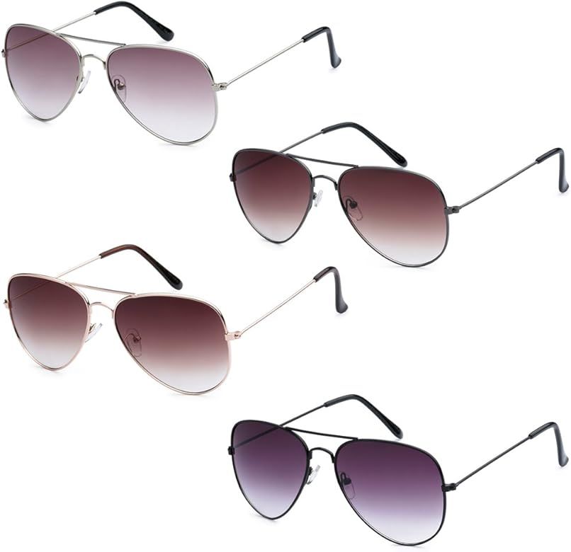 WHOLESALE BULK LOT PROMOTIONAL UNISEX CLASSIC PILOT AVIATOR SUNGLASSES - 4 PACK | Amazon (US)