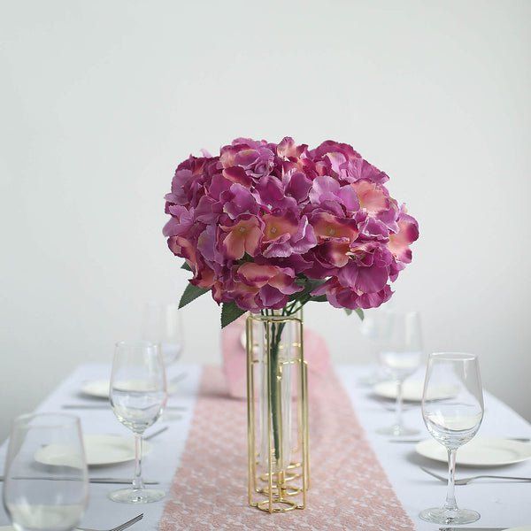 Efavormart 5 Pack | 25 Heads Dark Lavender Silk Hydrangea Artificial Flower Bushes Wedding Floral... | Walmart (US)