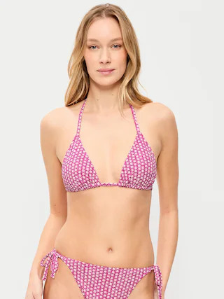Pique Triangle String Bikini Swim Top | Old Navy (US)