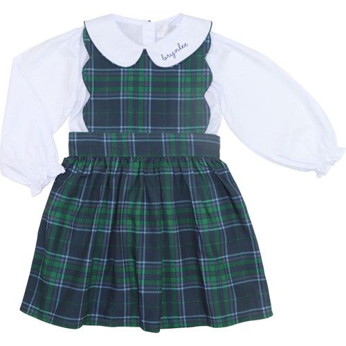 Green And Navy Plaid Dress Set | Cecil and Lou