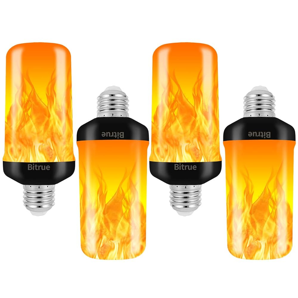 Bitrue LED Flame Effect Light Bulb, 4 Modes Flame Light Bulbs, E26 Base Fire Light Bulb with Grav... | Amazon (US)
