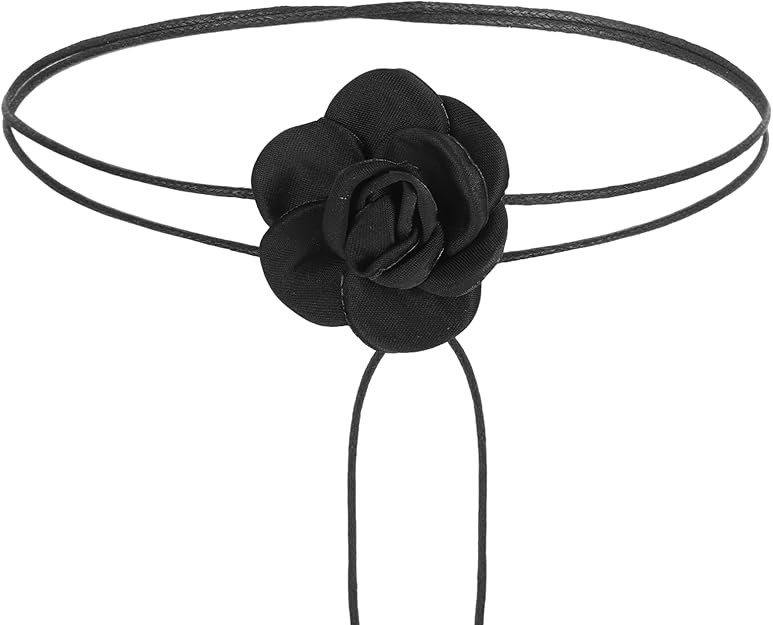 Black Flower Choker, Adjustable Rose Choker Necklace for Women, Handmade Velvet Floral Choker for... | Amazon (US)