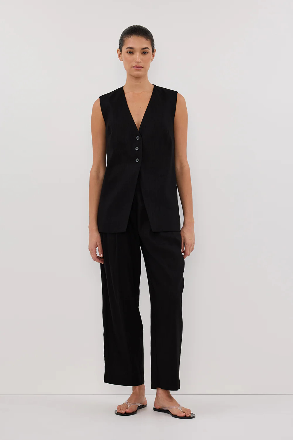BRAX BLACK TAPERED PANT | DISSH