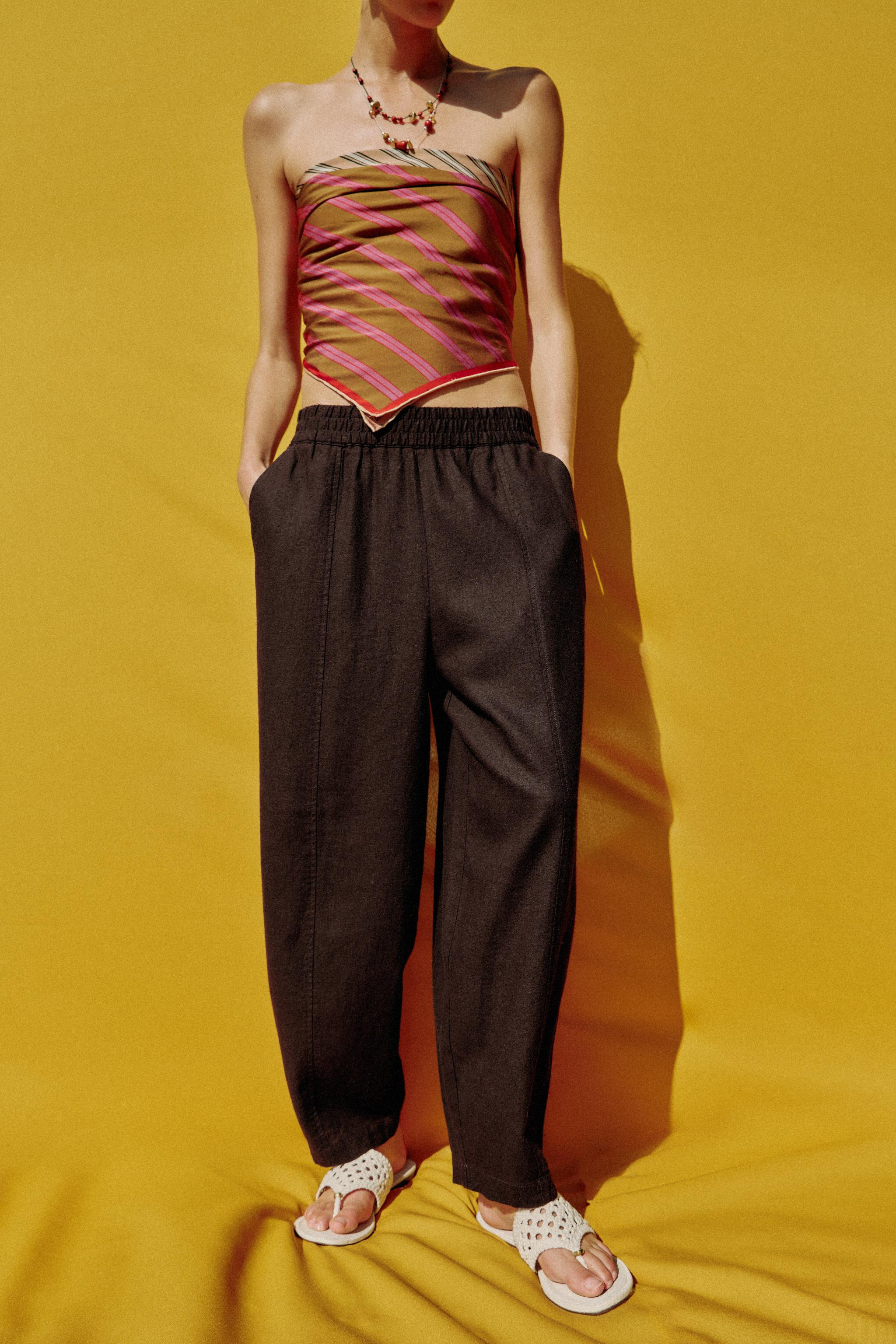 LINEN BARREL PANTS | Zara US