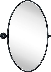 TEHOME Farmhouse Oval Metal Pivot Bathroom Vanity Mirror Tilting Beveled Vanity Mirrors for Wall ... | Amazon (US)
