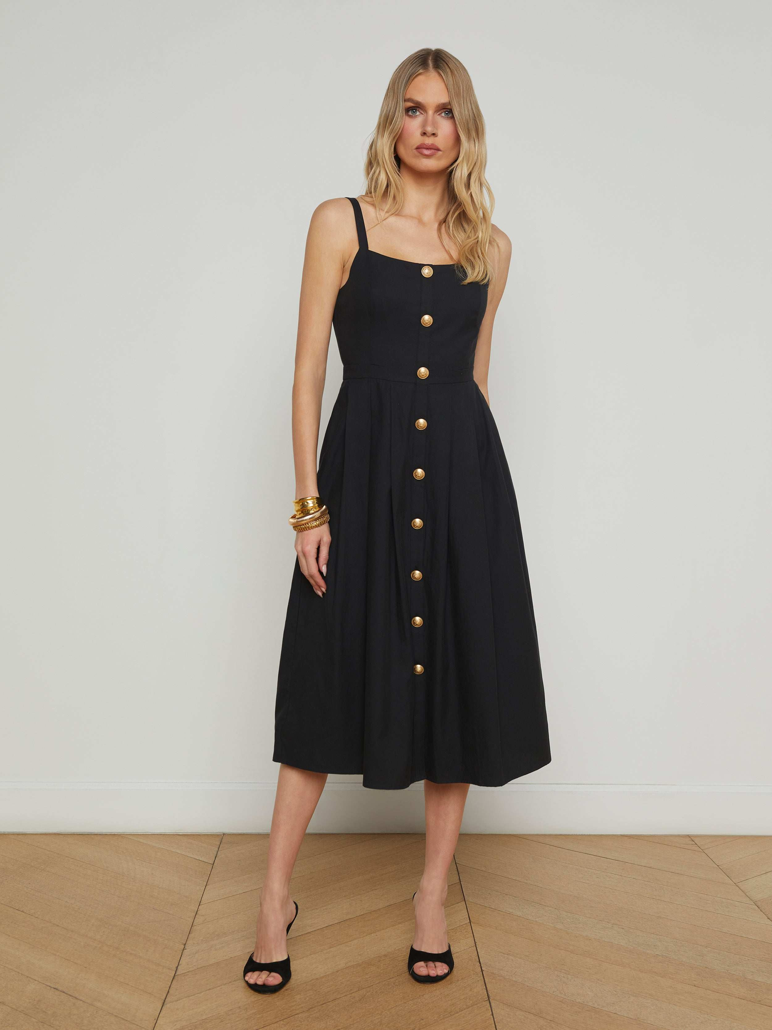 L'AGENCE - Esmeralda Poplin Dress in Black | L'Agence