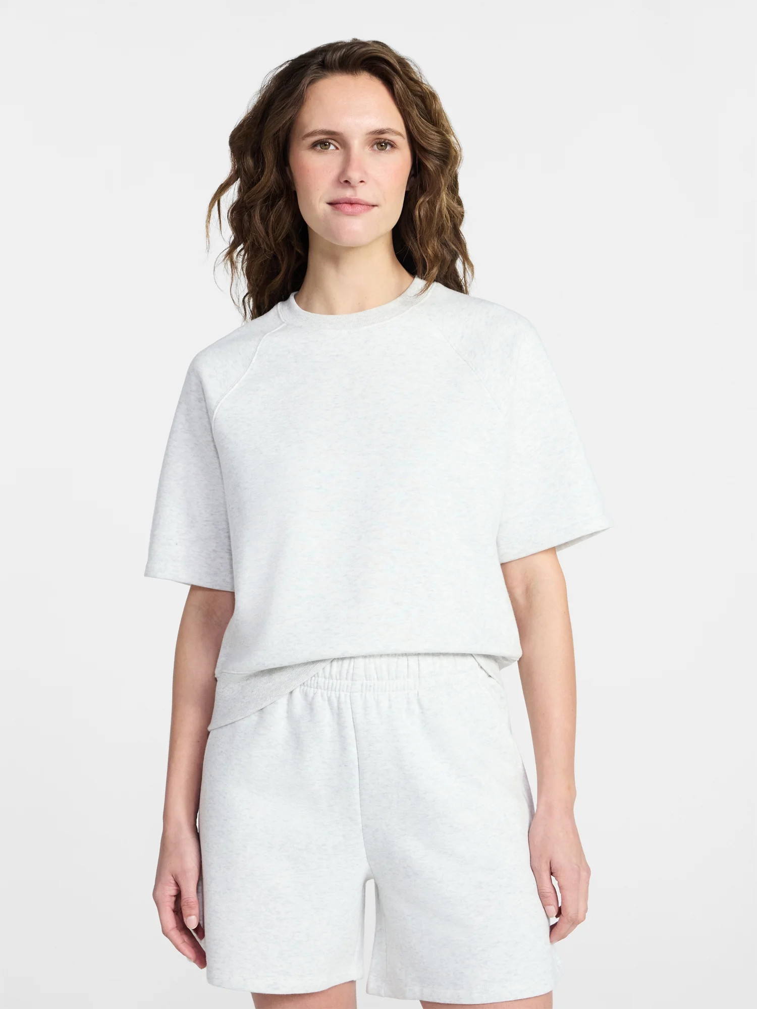 Time and Tru Women's Boxy Sweatshirt with Short Sleeves, Size XS-XXXL | Walmart (US)