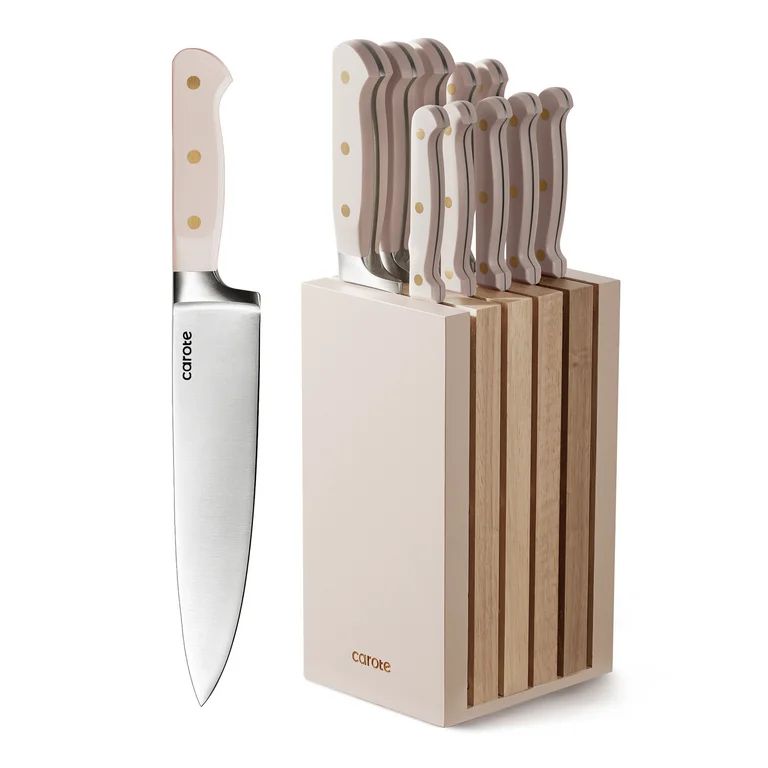 CAROTE 11PCS Knife Set with Block for kitchen, Stainless Steel Razor-Sharp Blade, Triple Riveted ... | Walmart (US)