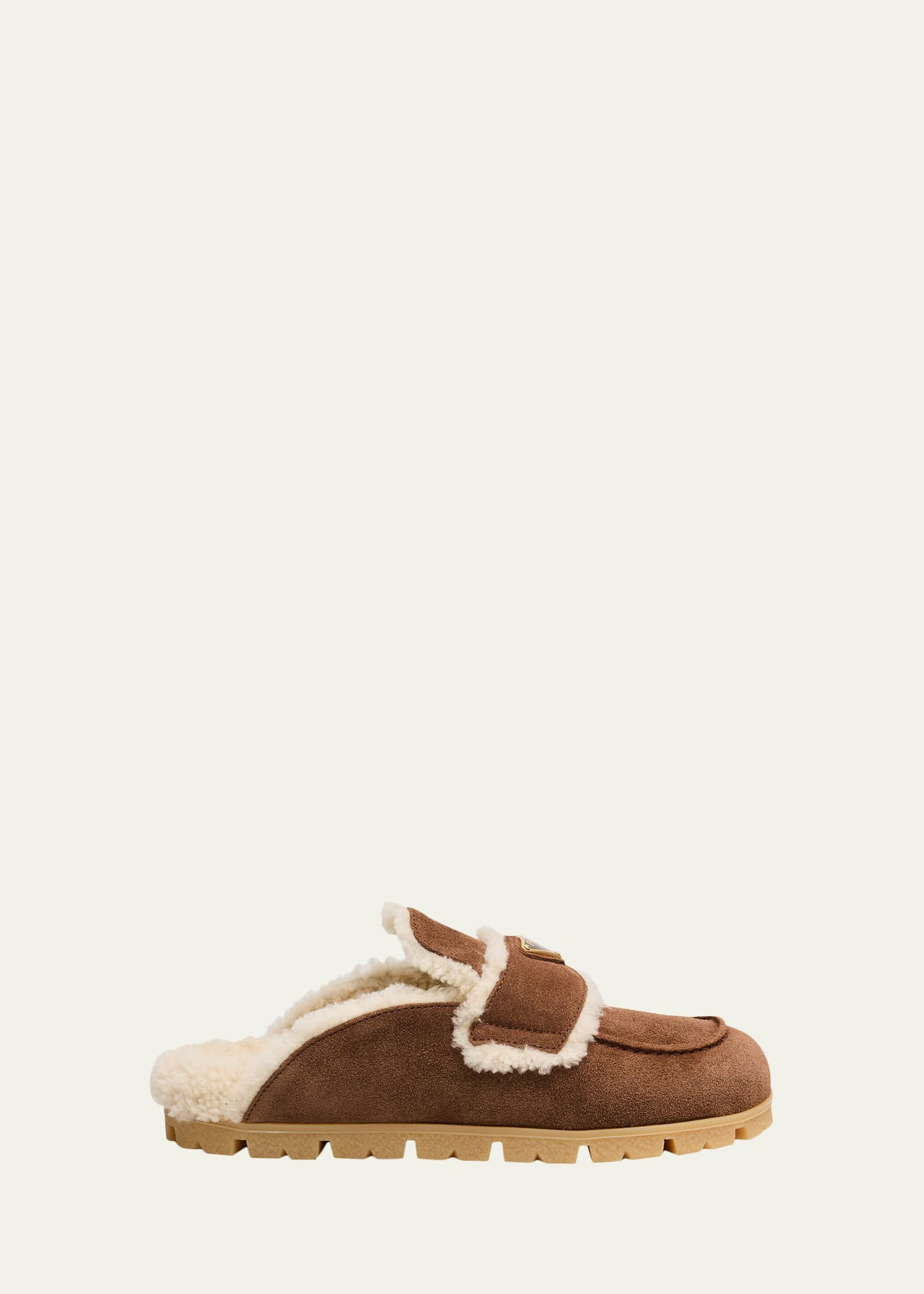 Prada Suede Shearling Cozy Loafer Mules | Bergdorf Goodman