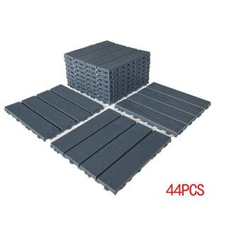 12 in. x 12 in. Outdoor Square Plastic Interlocking Flooring Deck Tiles for Courtyard Garden (Set... | The Home Depot