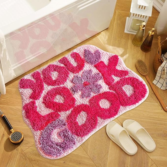 You Look Good Bath Rug, Fun Bathroom Rug,Hot Pink Bathroom Mat Cool Rugs for Bedroom Non Slip Mic... | Amazon (US)