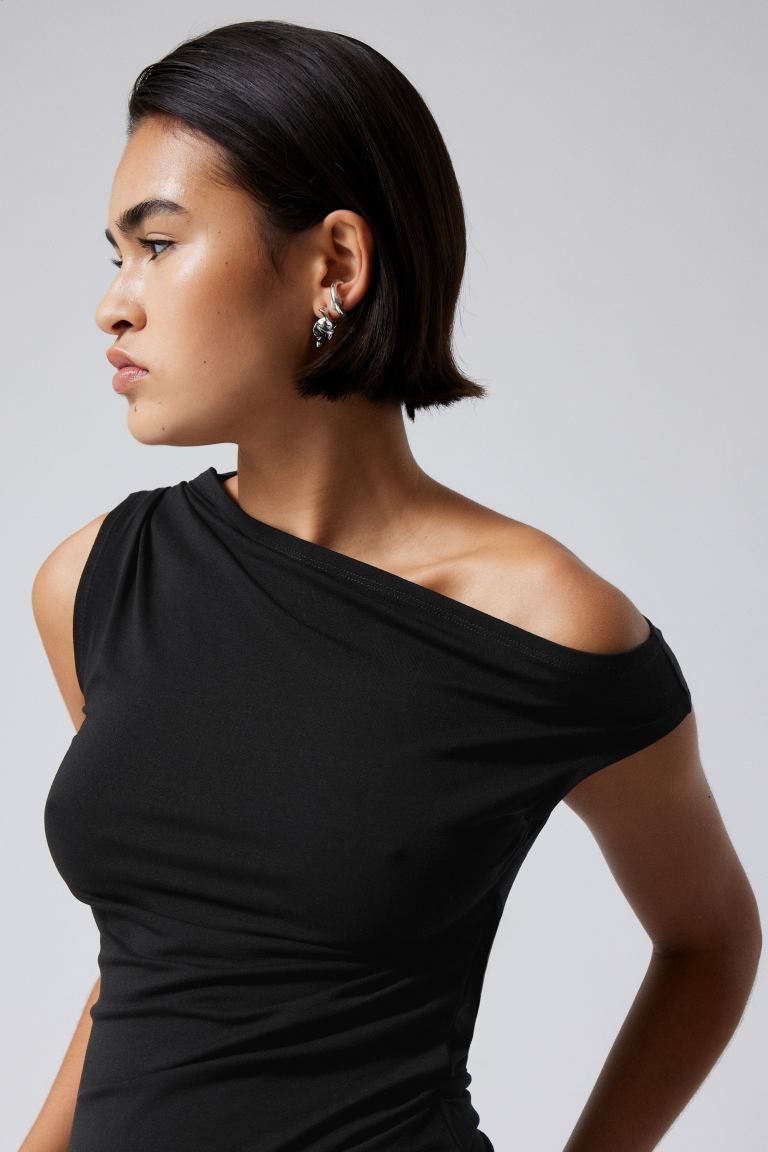 Hera Drape Top - Black - Ladies | H&M GB | H&M (UK, MY, IN, SG, PH, TW, HK)
