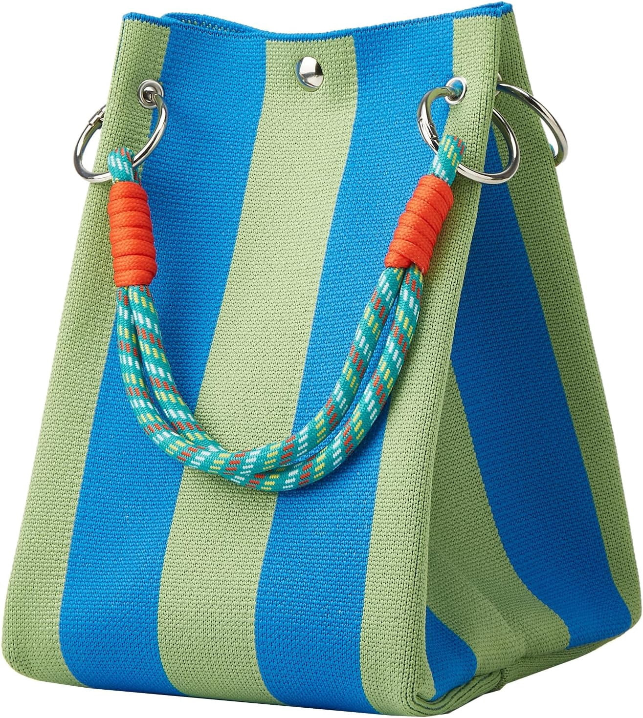 Sunyuer Mini Knit Tote Bag for Women, Vertical Stripe Block Color Fashion Large Capacity Bucket B... | Walmart (US)