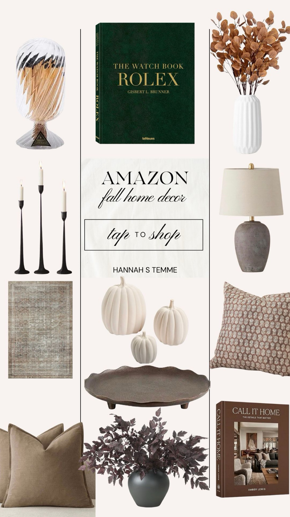 🌟 Stylish Fall Finds & Home Essentials 🌟

Fall is in the air, and it’s the perfect time to refresh your home with some gorgeous new additions. 

Here are some of my top picks to elevate your space and get into the Autumn spirit:
📚 The Watch Book: Rolex (3rd Edition) – Discover the world of Rolex with this updated edition. A great addition to any collection! 
🌸 Amor Virisso 20x20 Floral Pillow Covers – Add a touch of floral charm to your living space. 
🛋️ Foindtower Decorative Linen Throw Pillow Covers (Pack of 2) – These neutral covers are perfect for a cozy fall update. 
🕯️ Iron Taper Candle Holder – Bring elegance to your candle displays with this stylish stand.
🎃 Fun Express DIY White Pumpkin Decorations – Get creative and personalize your pumpkins for a festive touch. 
🍁 6 Pcs Artificial Eucalyptus Stems – Add a touch of nature to your home with these faux eucalyptus stems.
💡 Nourison 23" Rustic Brown Ceramic Pot Table Lamp – Perfect for creating a warm and inviting atmosphere. 
🏡 Loloi Chris Loves Julia x Jules Collection Area Rug – Add warmth and charm with this beautiful Ink & Terracotta rug. Perfect for any room! 
🕯️ Skeem Helix Match Cloche with Striker – Keep your matches stylishly stored with this elegant cloche, complete with 120 black-tipped matches. 
🌟 Kate and Laurel Alessia Decorative Scalloped Round Footed Metal Tray – This chic tray is ideal for serving or showcasing decor items. 
📖 Call It Home: The Details That Matter – Dive into this beautiful hardcover book for inspiring home design ideas and details. 
🍂 6 Pack Artificial Cimicifuga Plant – Add a touch of fall foliage with these faux plum branches.
✨ Embrace the season with these must-have decor pieces! ✨


#LTKHome #LTKFallSale #LTKSeasonal