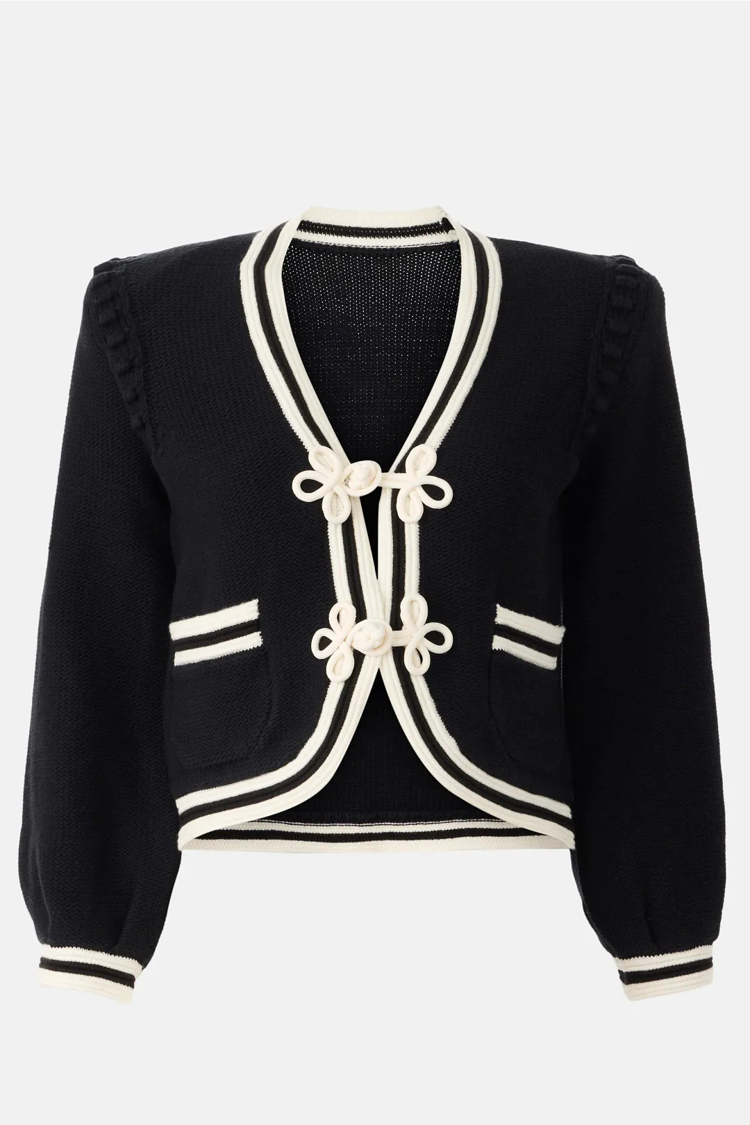 L'agence Kaito Contrast Trim Cropped Cardigan | Rent the Runway