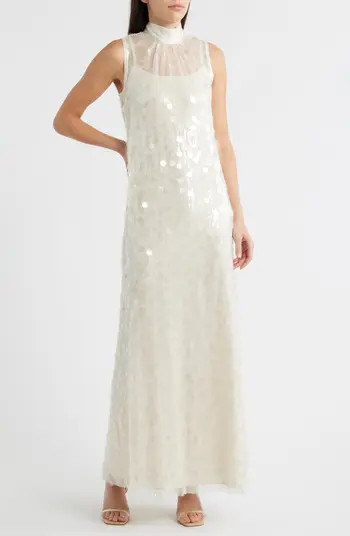 Sequin Embellished Sleeveless Evening Dress | Nordstrom