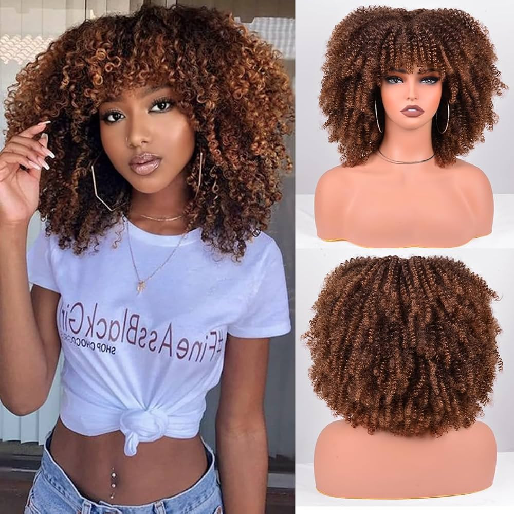 Afro Wigs for Black Women Kinky Curly Hair Wig about 280g/Piece Afro Synthetic Full Wigs Soft and... | Amazon (US)