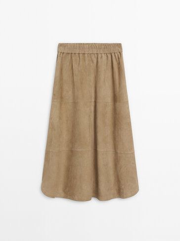 Long nappa leather skirt with side splits | Massimo Dutti (US)