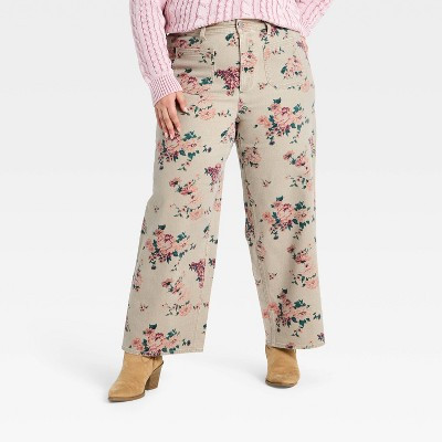 Women's Highest-Rise Floral Sailor Straight Jeans - Universal Thread™ Khaki 30 | Target