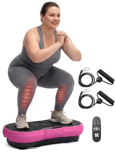 SQUATZ Vibration Plate Exercise Machine | Low-Impact Full Body Vibrator Plate with 99 Speed Levels & 9 Preset Programs | Resistance Bands & Remote Included | 265 lb Capacity | For Home & Office | Pink | Amazon (US)