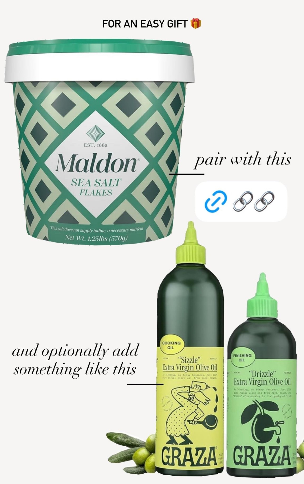easy hostess gift idea | Maldon salt flakes and salt cellar | Amazon finds all under $25, most under $15 | you can also pair with a gourmet olive oil | gift idea for the cook in your life | Christmas gift guide

went ahead and linked some EVOO if you want to add on to your gift 🎁 

#LTKGiftGuide #LTKHome #LTKHoliday