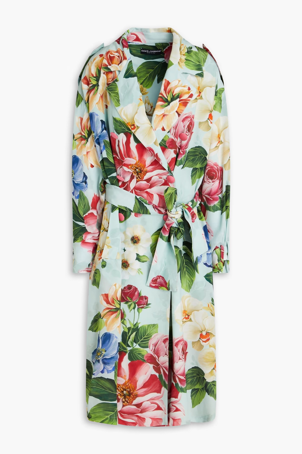 Floral-print silk-georgette trench coat | The Outnet (APAC)