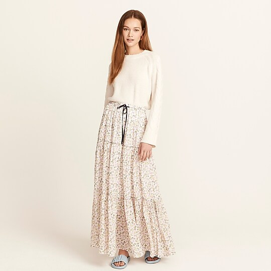 Tiered chiffon maxi skirt in meadow floral | J. Crew US