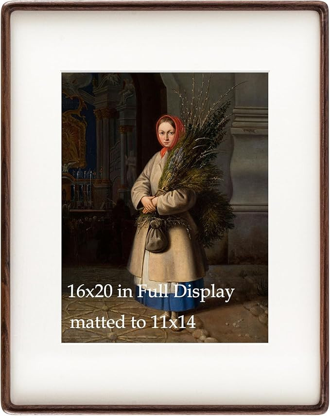 Recuerdos 16x20 Picture Frame in Natural Walnut Wood, 16x20 Frame with 11x14 Mat for Wall Mount o... | Amazon (US)