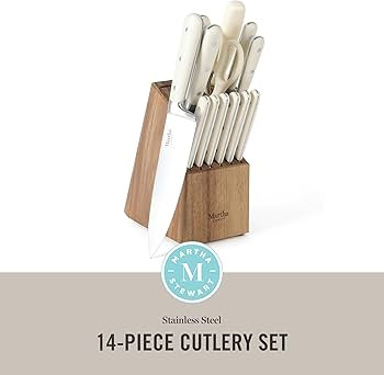 MARTHA STEWART Eastwalk 14 Piece High Carbon Stainless Steel Cutlery Kitchen Knife Block Set w/AB... | Amazon (US)