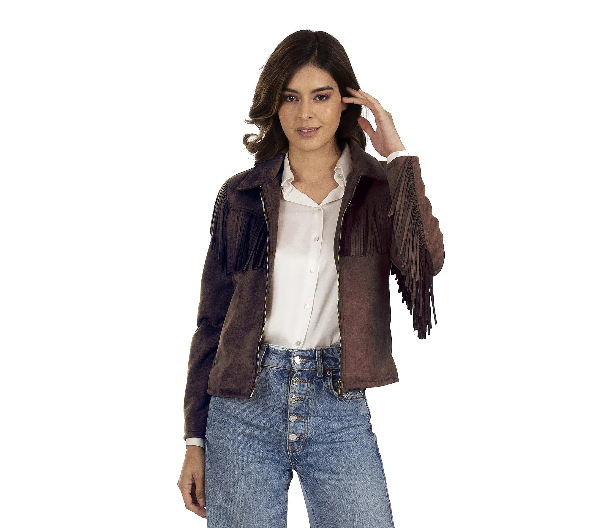 Wrangler Faux Suede Fringed Jacket for Women | QVC