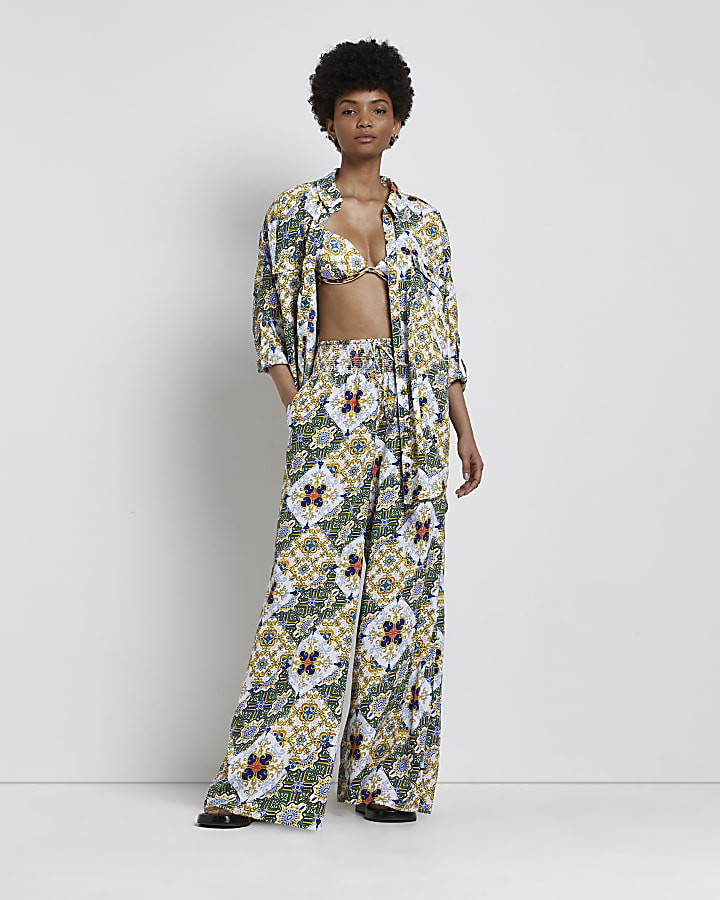 Green printed palazzo trousers | River Island (UK & IE)