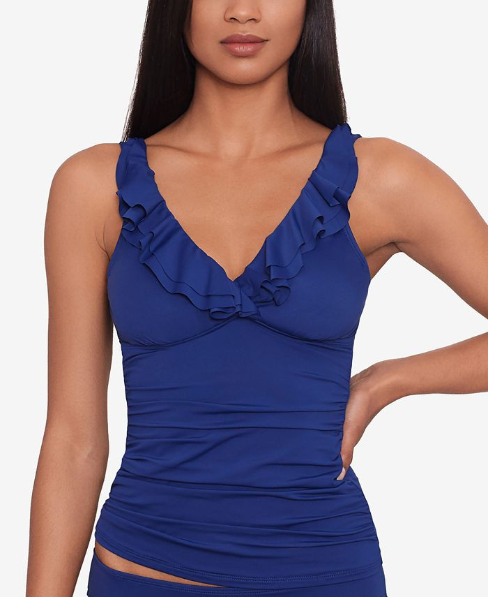 Beach Club Solid Ruffle Underwire Tankini Top | Macys (US)