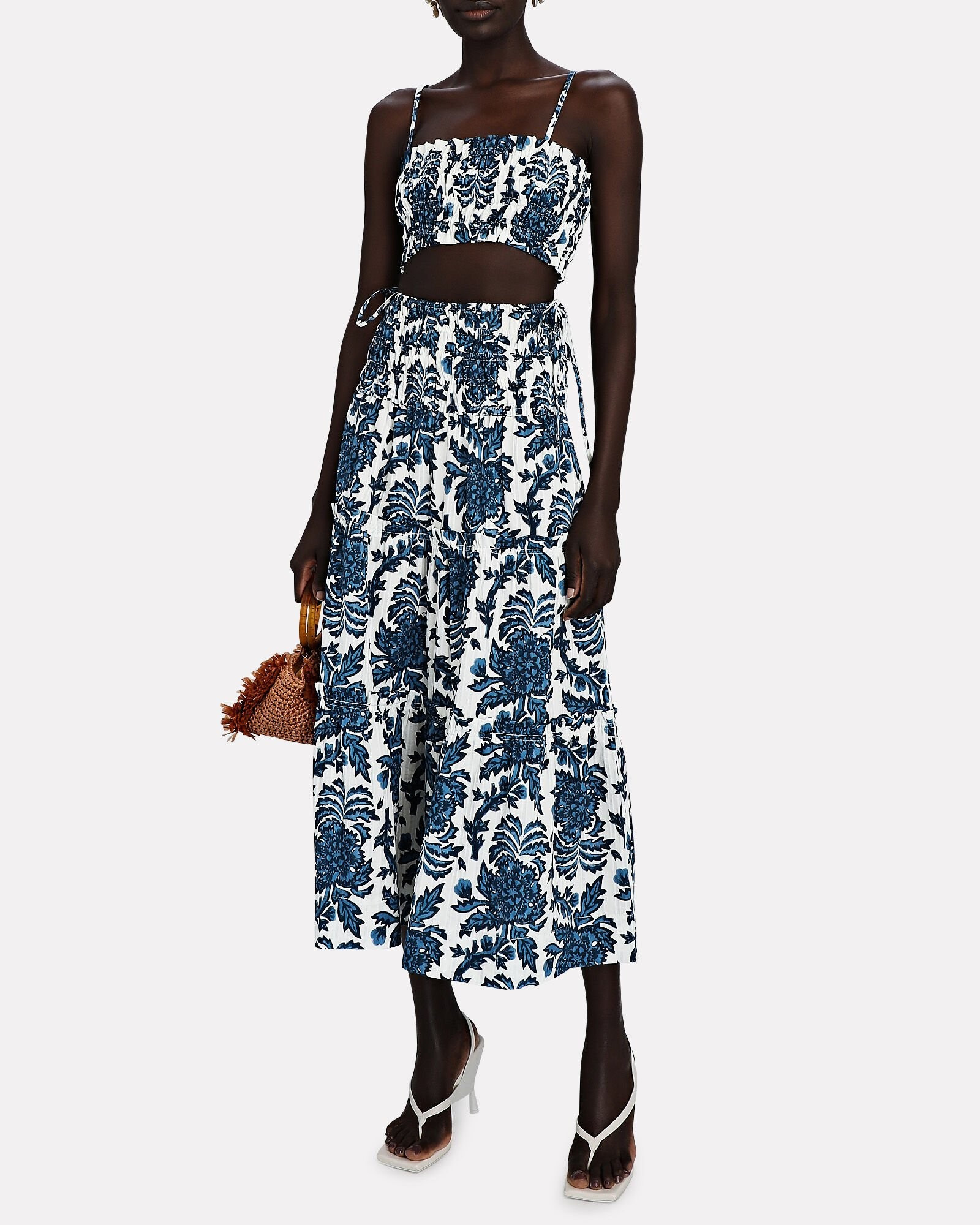 Diana Shirred Tiered Floral Midi Skirt | INTERMIX