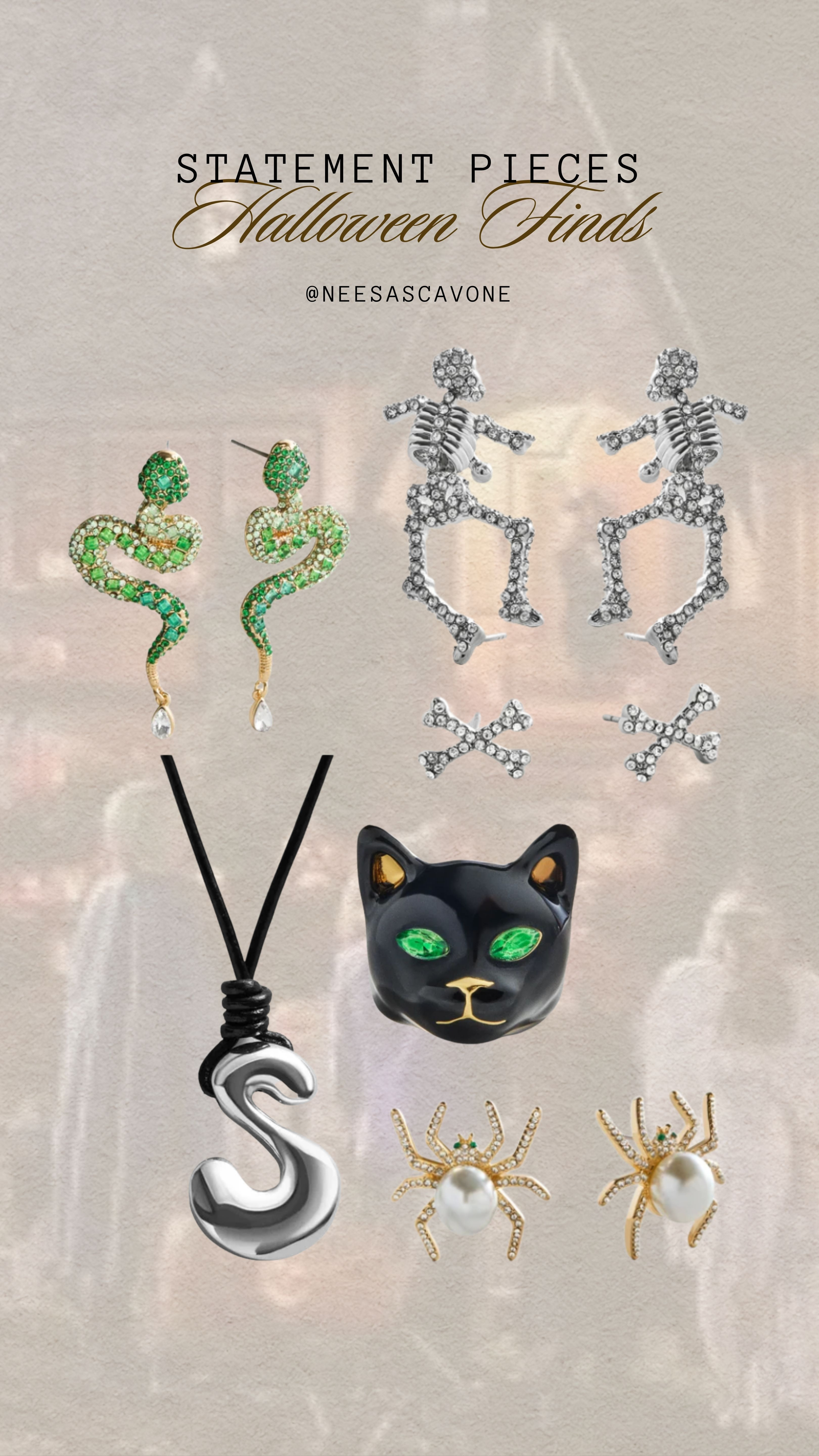 Statement earrings that make the whole outfit ✨ Sharing some of my favorite Halloween earrings—from spooky skeletons and snakes to black cats, spiders + bold statement pieces. Perfect for adding a festive touch to your fall outfits without going full costume. 🖤🎃

#HalloweenEarrings #HalloweenJewelry #StatementEarrings #SpookySeasonStyle #HalloweenAccessories #FallAccessories #HalloweenOutfit #SpookyJewelry #FallFashion #WomensAccessories #HalloweenStyle #LTKHalloween #LTKStyle #LTKFashion 

 #LTKSeasonal #LTKBeauty
