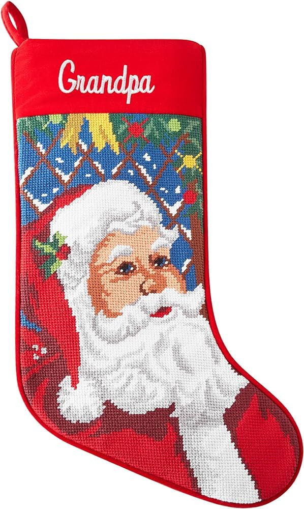 Amazon.com: Let's Make Memories Personalized Needlepoint Christmas Stocking - Embroidered Family ... | Amazon (US)