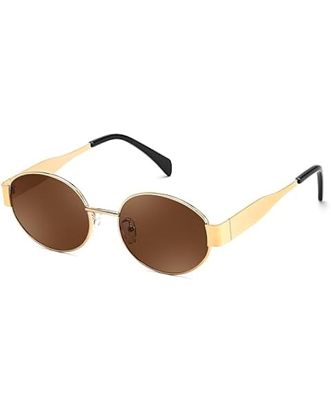 Retal Oval Sunglasses Women Men Trendy Gold Vintage Sunglasses For Women 2024 Designer Fashion Su... | Amazon (US)
