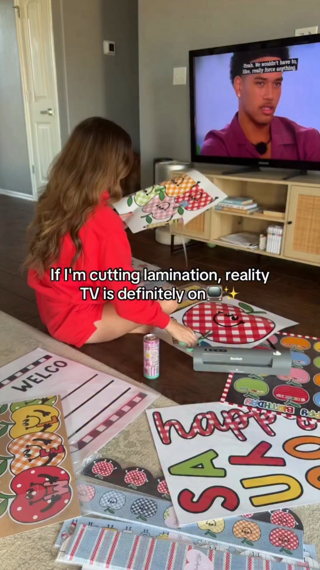 What’s your fave show to watch while cutting lamination??? ✏️📓✨🤭