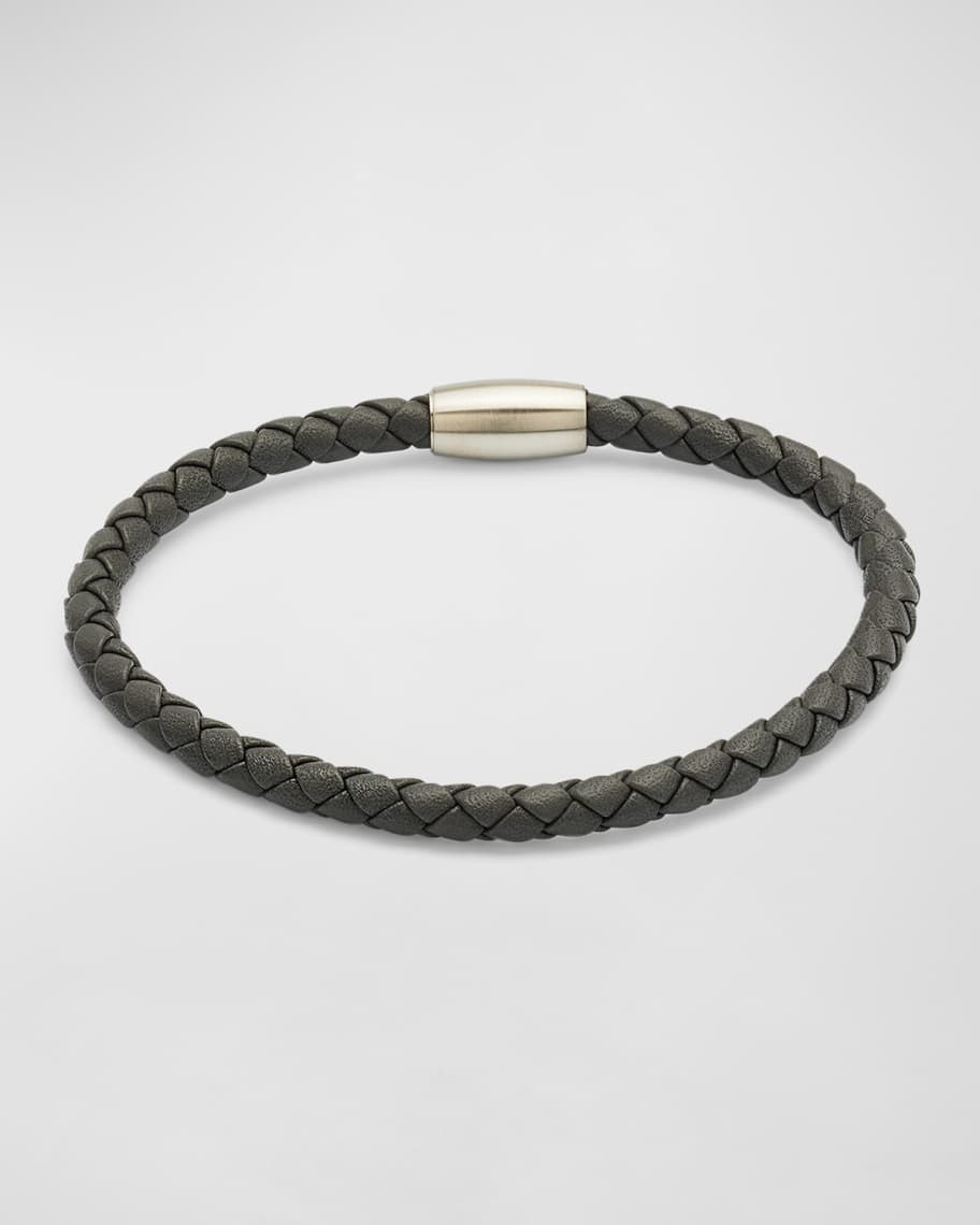 Jan Leslie Men's Woven Leather Bracelet | Neiman Marcus