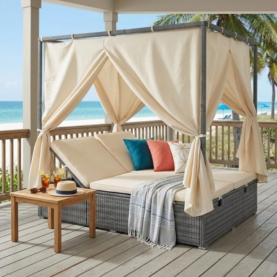 Polibi Adjustable Outdoor Sun Lounger Daybed, Beige | Target