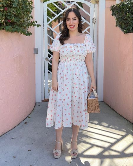 Cutest spring floral dress with a smocked waist! Under $35 and it runs true to size, wearing a size XS. It looks perfect with these linen platform heels and a raffia bag!
#outfitidea #springfashion #resortwear #trendydresses

#LTKstyletip #LTKitbag #LTKSeasonal