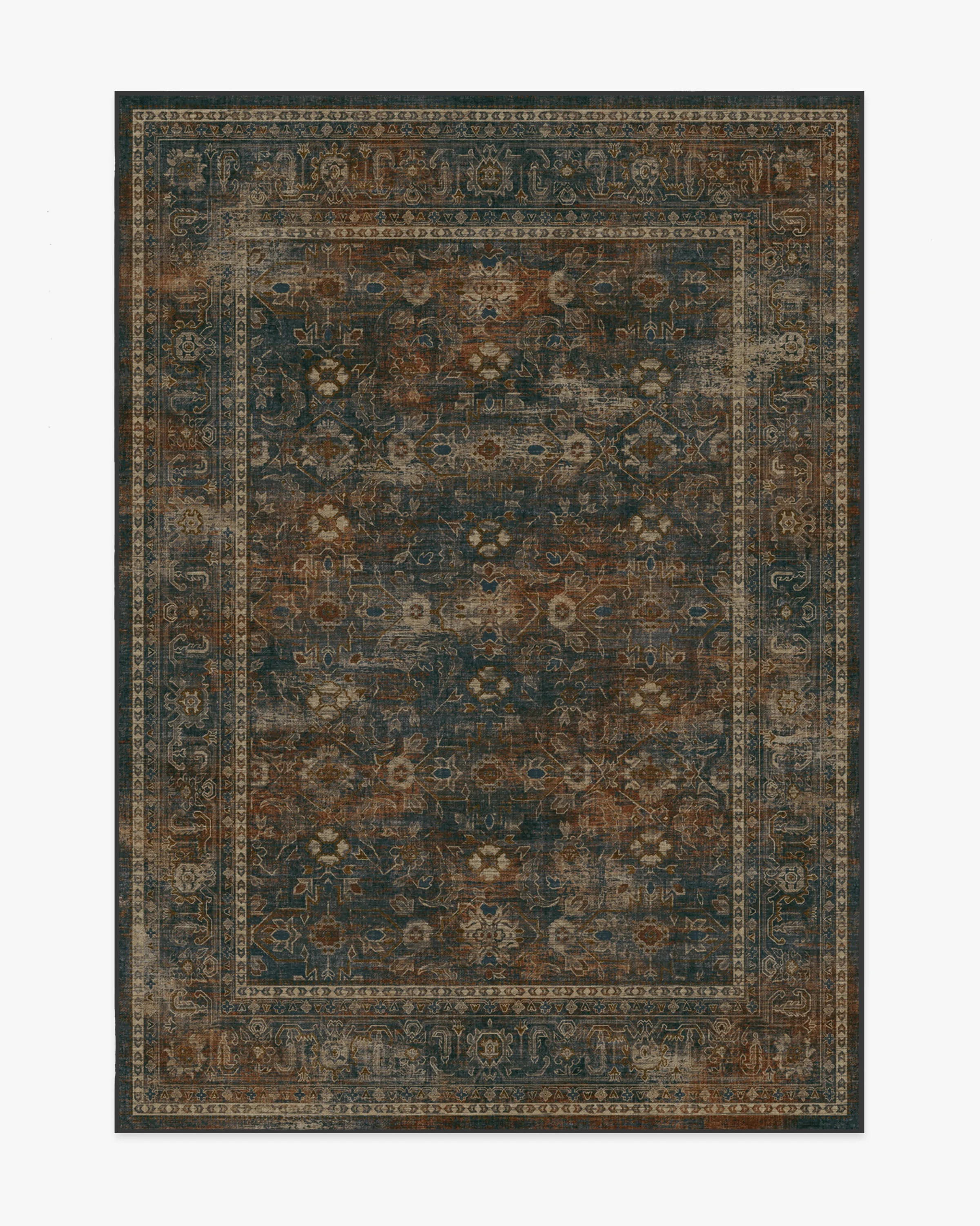 Ophelia Navy & Redwood Flatwoven Rug | Ruggable US | Ruggable