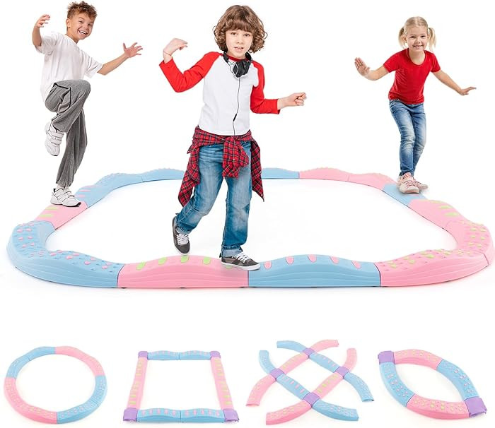 Costzon Wavy Balance Beam for Kids, 20-Piece Toddler Stepping Stones w/Textured Surface & Non-Sli... | Amazon (US)