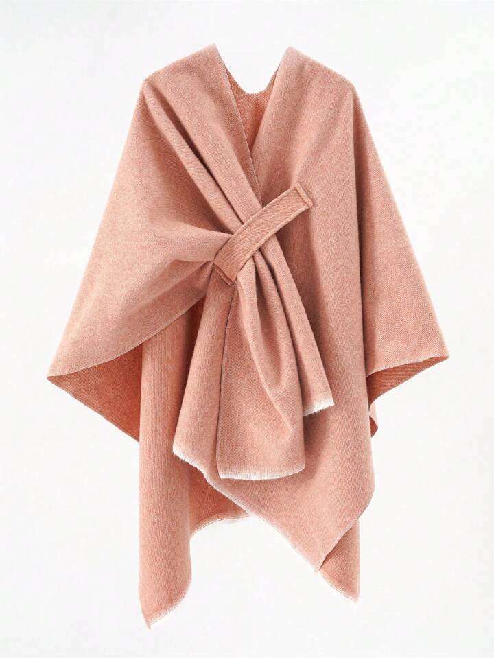 1pc Women's Fashionable And Personalized Buckled Shawl Travel Jacket | SHEIN