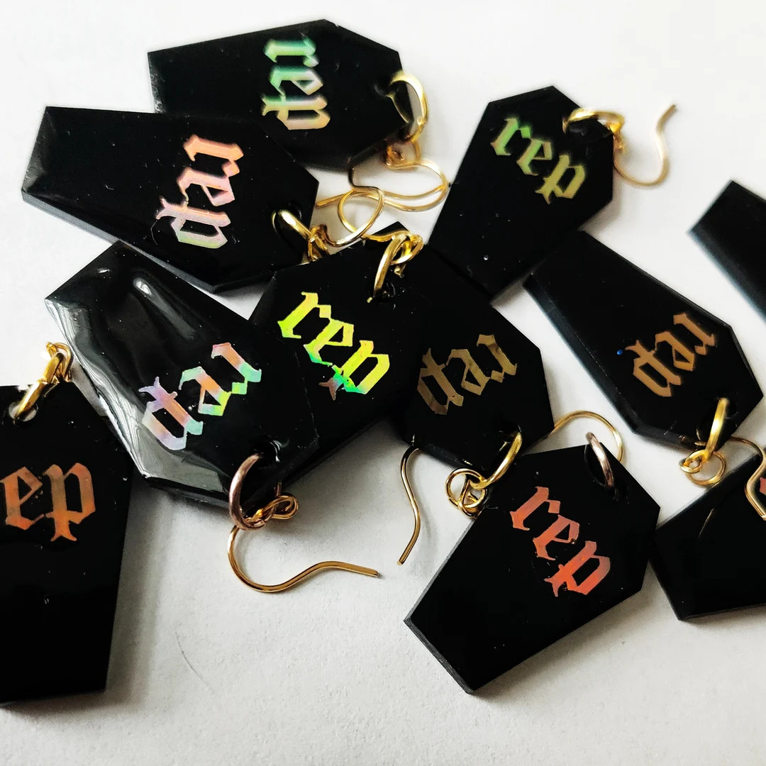 Black & Gold Holographic Reputation Earrings | Etsy (US)