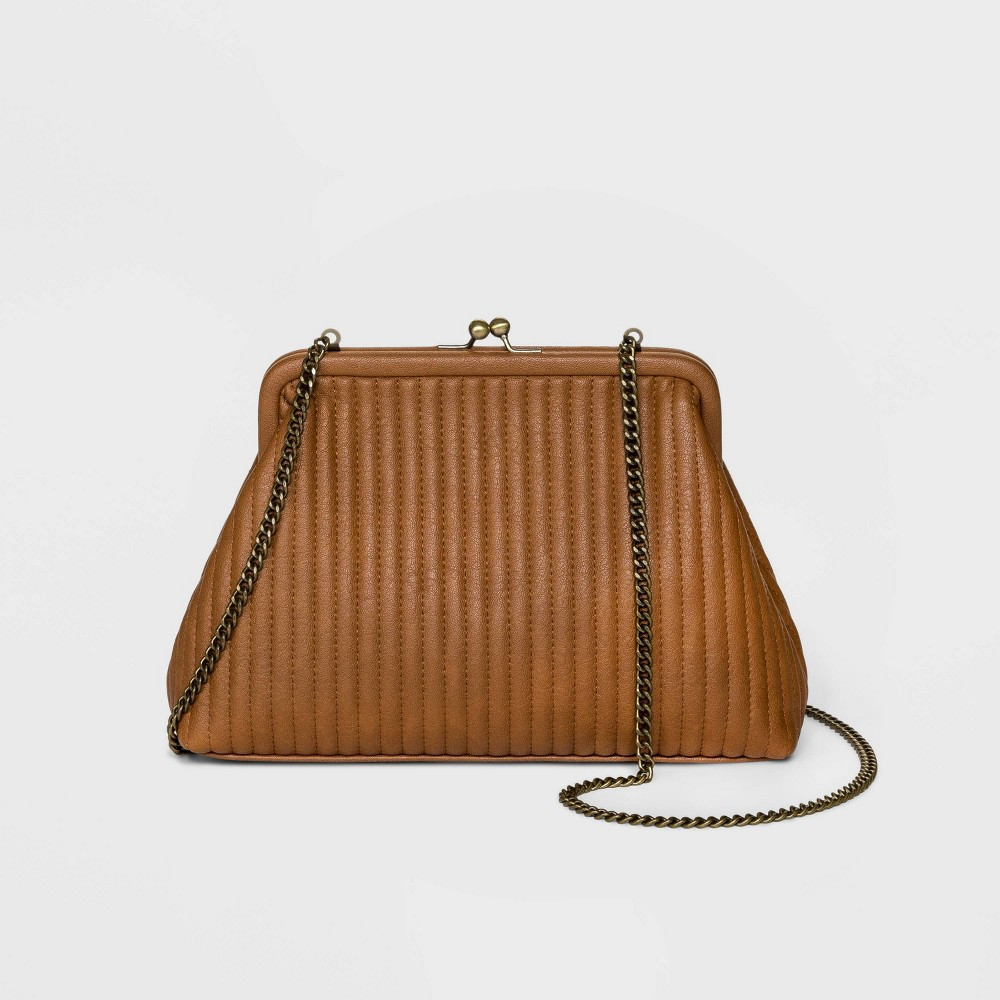 Women's Soft Frame Pleated Kisslock Cell Phone Clutch - Universal Thread Cognac, Red | Target