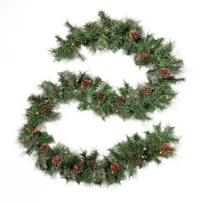 Best Selling Home Decor Indoor Pre-lit Battery-operated 9-ft Spruce Garland with White LED Lights... | Lowe's